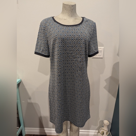 Long Tall Sally Shift Dress Short Sleeve Diamond Jacquard US 14 - Picture 4 of 17